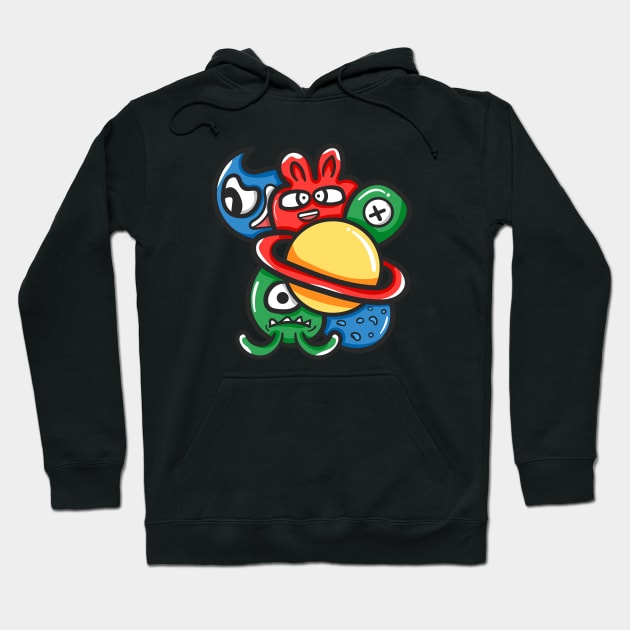 Planet Alien Monster Doodle Hoodie by happymonday